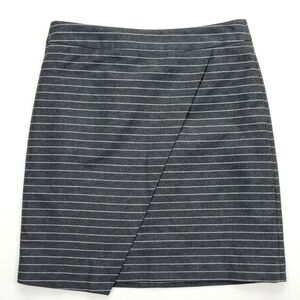 LOFT Outlet Petite Grey Pinstripe Faux Wrap Mini Skirt - Size 4P
